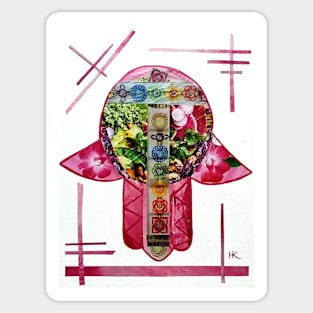 In The Pink Hamsa by Harriette Knight Sticker